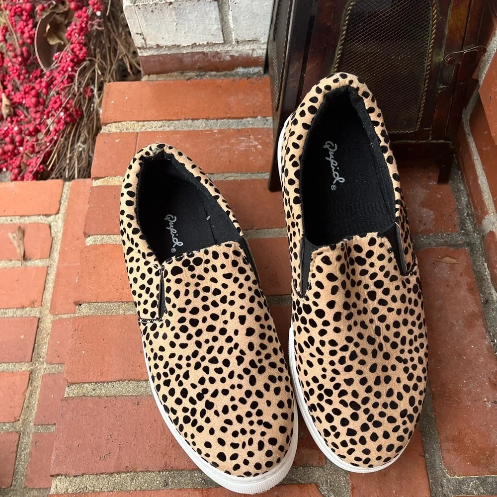Cupid Leopard Print Slip-On Sneakers  8.5